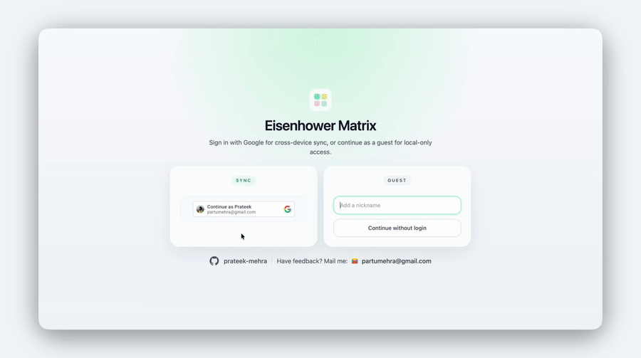 Minimal Eisenhower demo